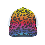 Rainbow Leopard Print White Mesh Trucker Cap