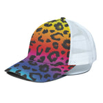 Rainbow Leopard Print White Mesh Trucker Cap