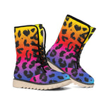 Rainbow Leopard Print Winter Boots
