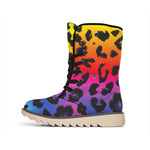 Rainbow Leopard Print Winter Boots