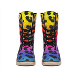 Rainbow Leopard Print Winter Boots