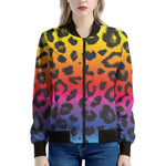 Rainbow Leopard Print Women's Bomber Jacket