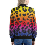 Rainbow Leopard Print Women's Bomber Jacket