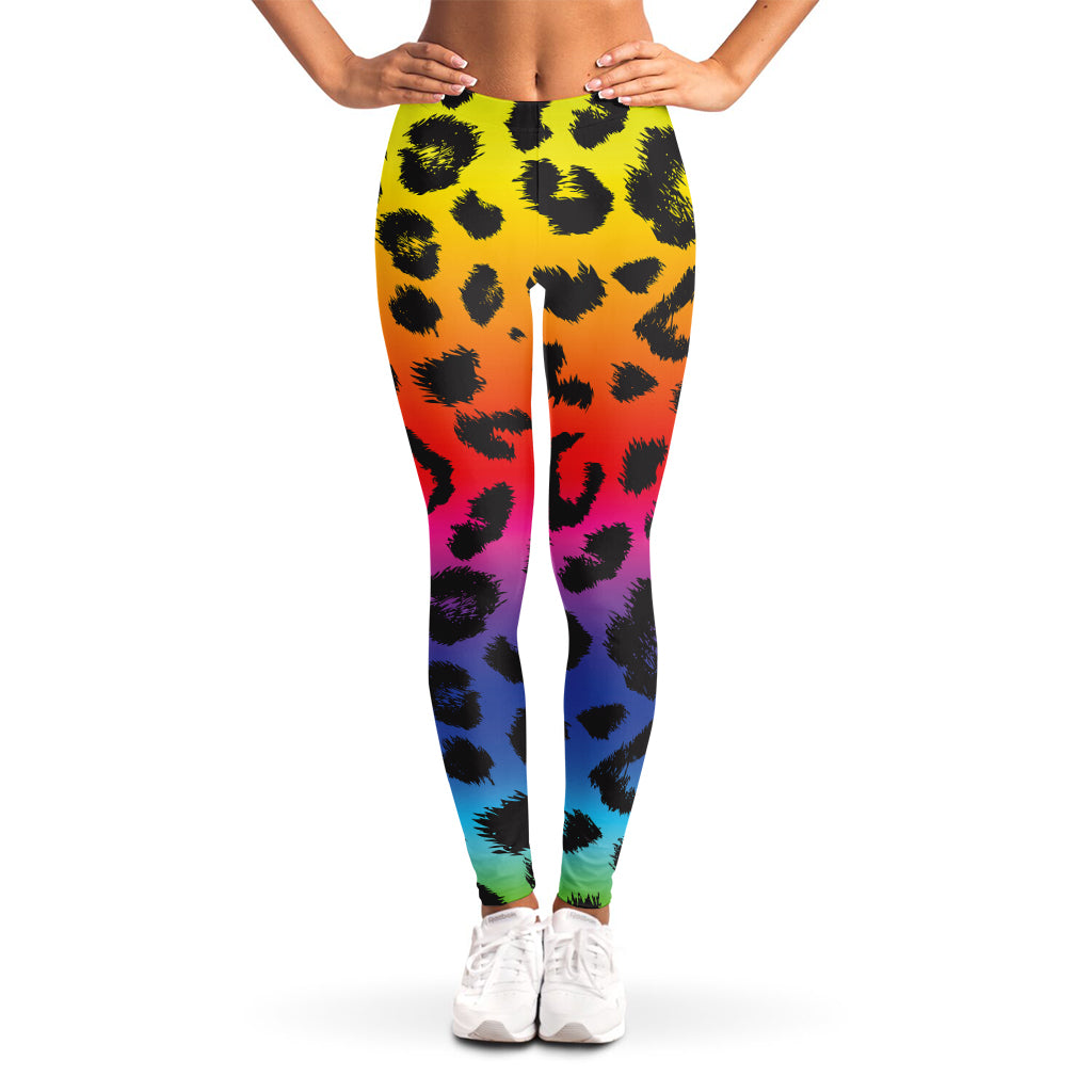Rainbow Leopard Print Women's Leggings