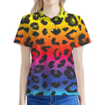 Rainbow Leopard Print Women's Polo Shirt