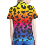 Rainbow Leopard Print Women's Polo Shirt