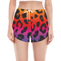 Rainbow Leopard Print Women's Split Running Shorts
