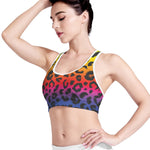 Rainbow Leopard Print Women's Sports Bra