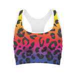 Rainbow Leopard Print Women's Sports Bra