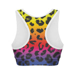 Rainbow Leopard Print Women's Sports Bra