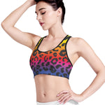 Rainbow Leopard Print Women's Sports Bra