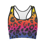 Rainbow Leopard Print Women's Sports Bra
