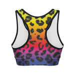 Rainbow Leopard Print Women's Sports Bra
