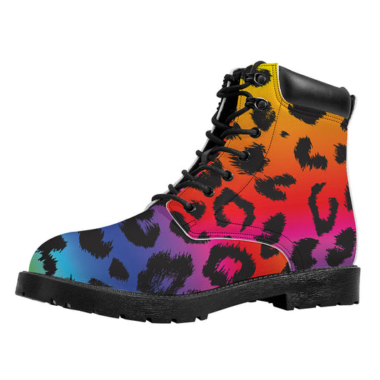 Rainbow Leopard Print Work Boots