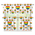 Rainbow LGBT Heart Pattern Print 3 Piece Kitchen Curtains