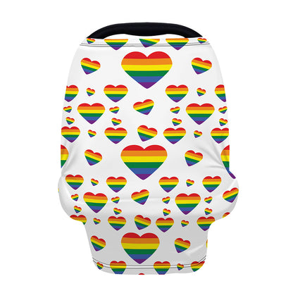 Rainbow LGBT Heart Pattern Print Baby Seat Cover
