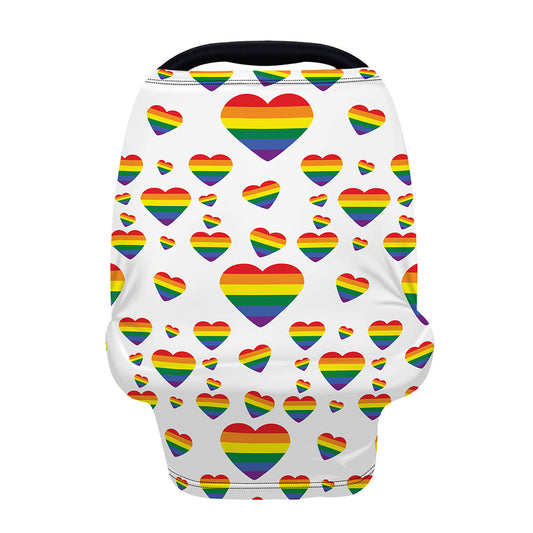 Rainbow LGBT Heart Pattern Print Baby Seat Cover