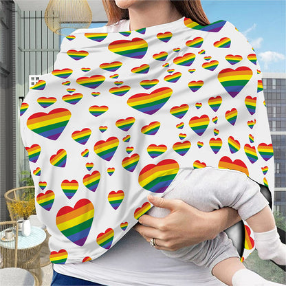 Rainbow LGBT Heart Pattern Print Baby Seat Cover