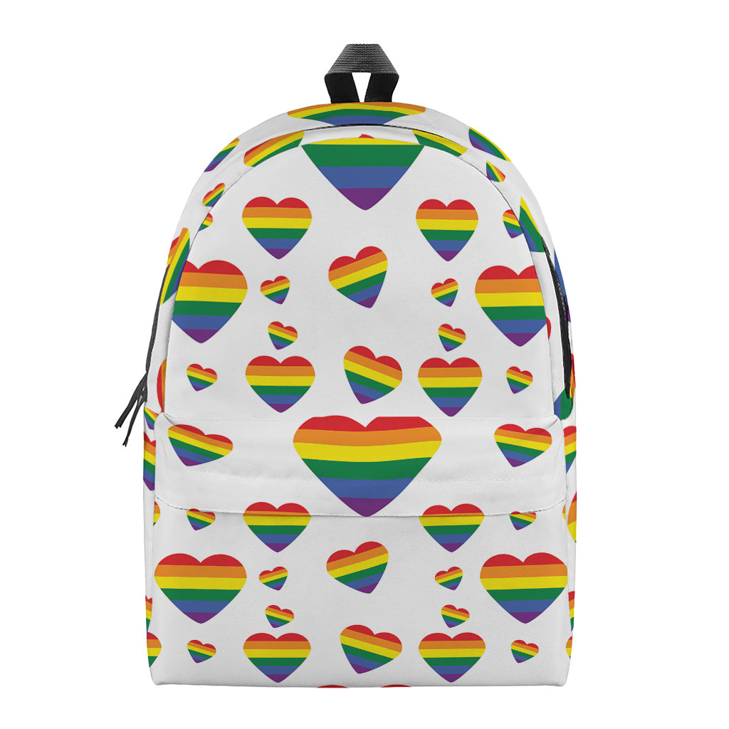 Rainbow LGBT Heart Pattern Print Backpack