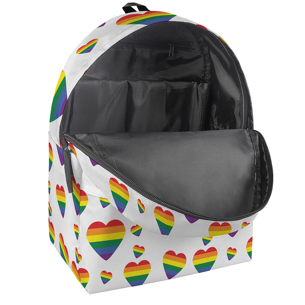 Rainbow LGBT Heart Pattern Print Backpack