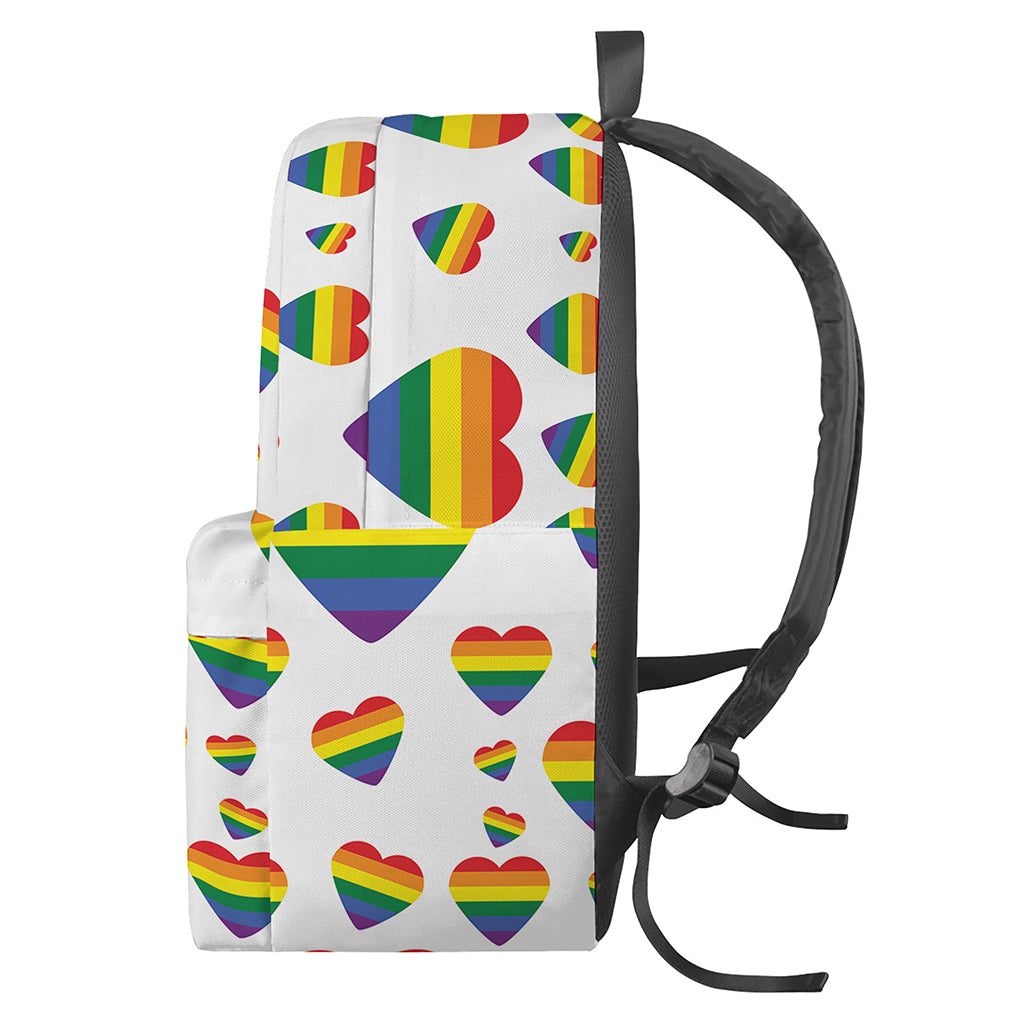 Rainbow LGBT Heart Pattern Print Backpack