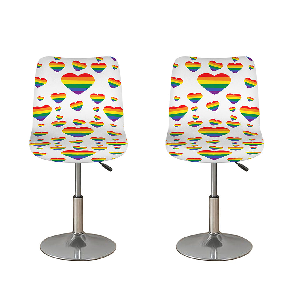 Rainbow LGBT Heart Pattern Print Bar Stool Covers