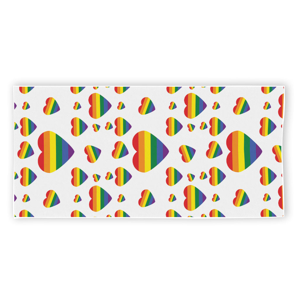 Rainbow LGBT Heart Pattern Print Beach Towel