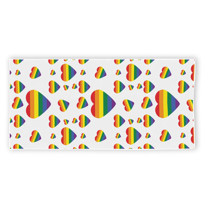Rainbow LGBT Heart Pattern Print Beach Towel