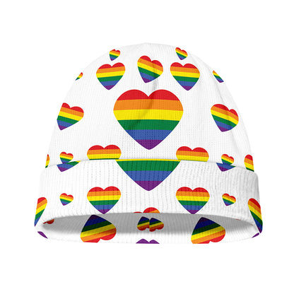 Rainbow LGBT Heart Pattern Print Beanie