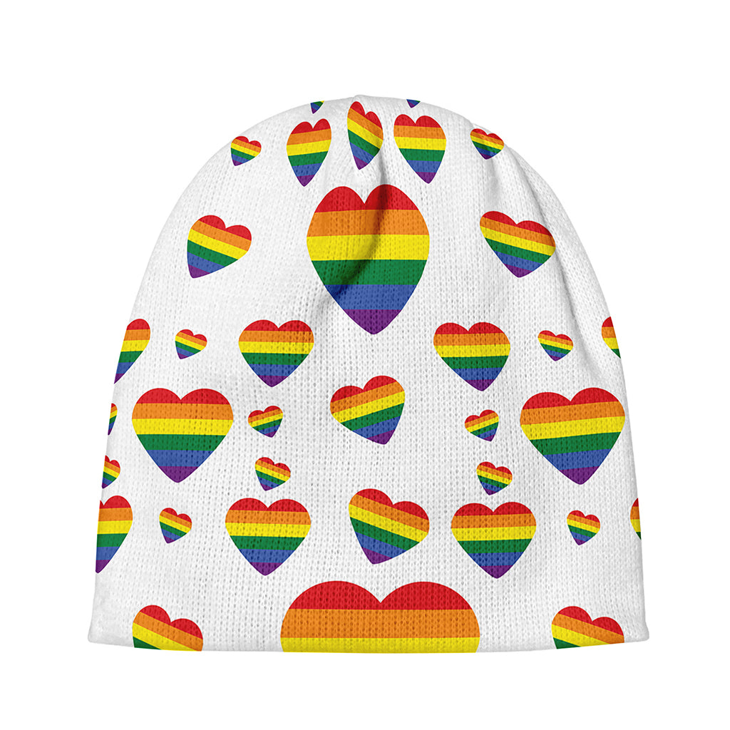 Rainbow LGBT Heart Pattern Print Beanie