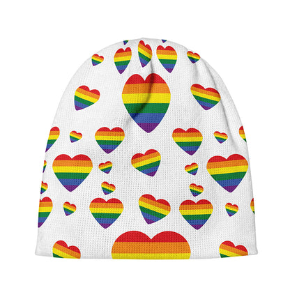 Rainbow LGBT Heart Pattern Print Beanie