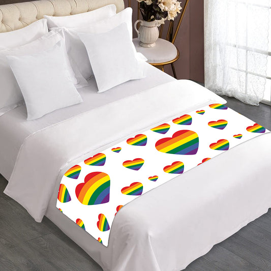 Rainbow LGBT Heart Pattern Print Bed Runner