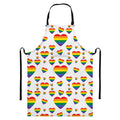 Rainbow LGBT Heart Pattern Print Bib Apron With Pocket