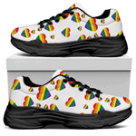 Rainbow LGBT Heart Pattern Print Black Chunky Shoes