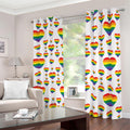Rainbow LGBT Heart Pattern Print Dimout Grommet Curtains