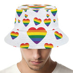 Rainbow LGBT Heart Pattern Print Bucket Hat