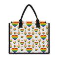 Rainbow LGBT Heart Pattern Print Canvas Tote Bag