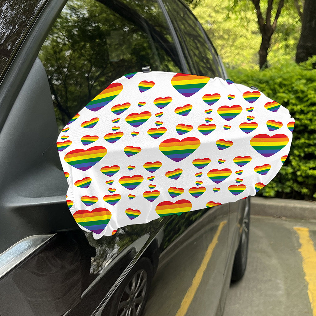 Rainbow LGBT Heart Pattern Print Car Side Mirror Covers
