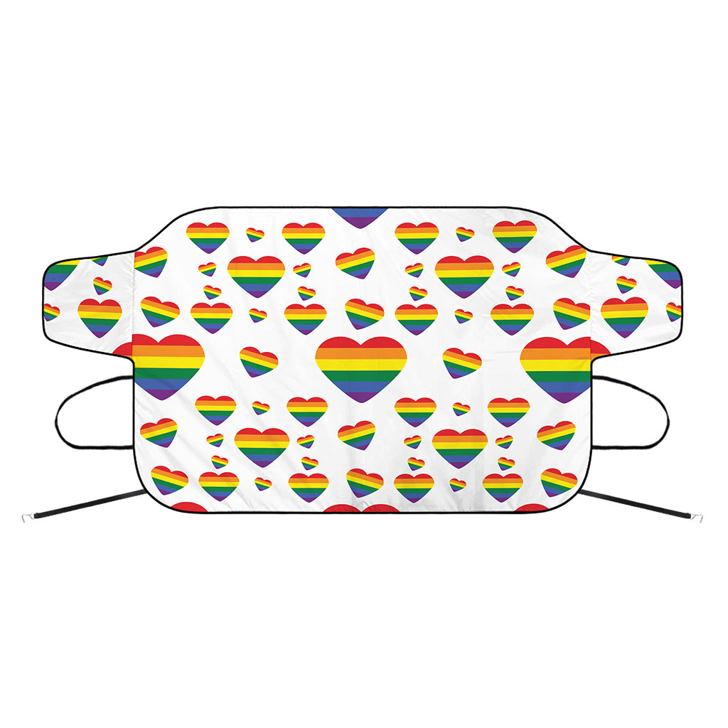 Rainbow LGBT Heart Pattern Print Car Windshield Snow Cover