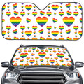 Rainbow LGBT Heart Pattern Print Car Windshield Sun Shade
