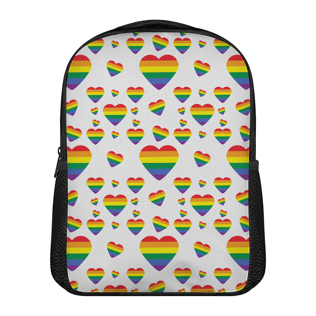 Rainbow LGBT Heart Pattern Print Casual Backpack