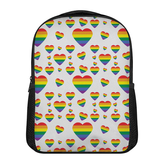 Rainbow LGBT Heart Pattern Print Casual Backpack