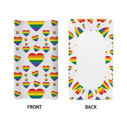 Rainbow LGBT Heart Pattern Print Changing Pad Cover