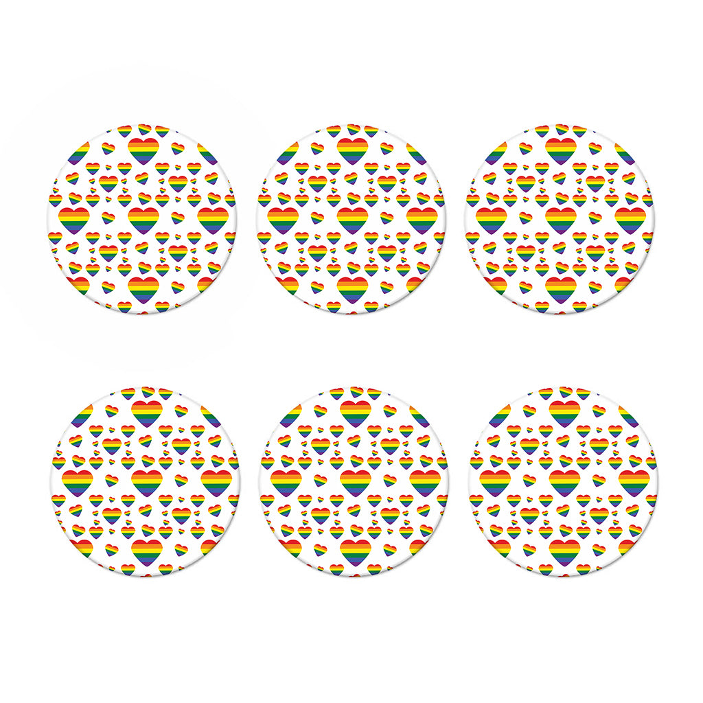 Rainbow LGBT Heart Pattern Print Coaster Set