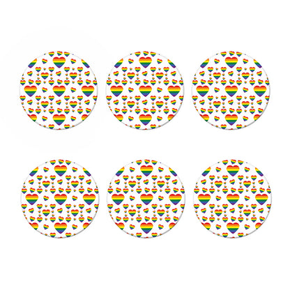 Rainbow LGBT Heart Pattern Print Coaster Set