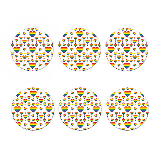Rainbow LGBT Heart Pattern Print Coaster Set