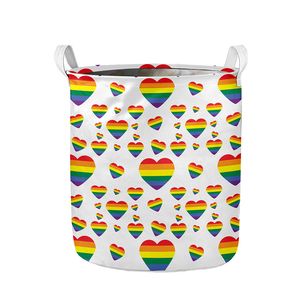 Rainbow LGBT Heart Pattern Print Collapsible Laundry Basket