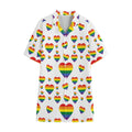 Rainbow LGBT Heart Pattern Print Cotton Hawaiian Shirt
