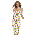 Rainbow LGBT Heart Pattern Print Cross Back Cami Dress