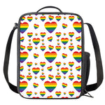 Rainbow LGBT Heart Pattern Print Crossbody Lunch Bag